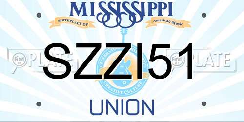 SZZI51 Mississippi License Plate