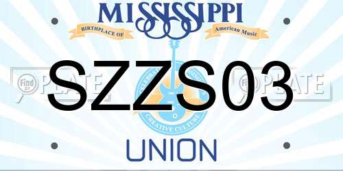SZZS03 Mississippi License Plate