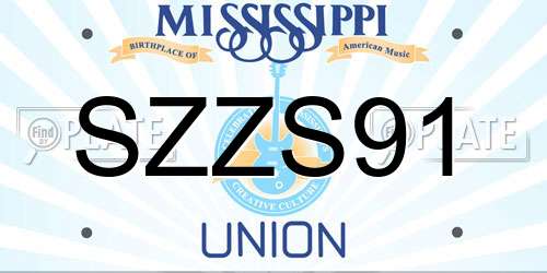 SZZS91 Mississippi License Plate