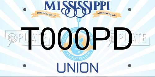 T000PD Mississippi License Plate