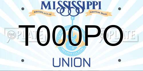 T000PO Mississippi License Plate
