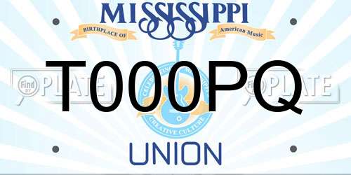 T000PQ Mississippi License Plate