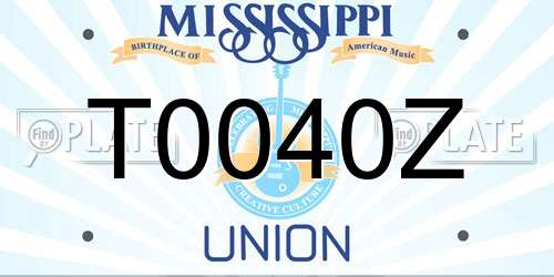 T0040Z Mississippi License Plate