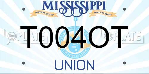 T004OT Mississippi License Plate