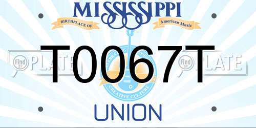 T0067T Mississippi License Plate