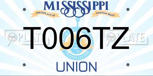 T006TZ Mississippi License Plate