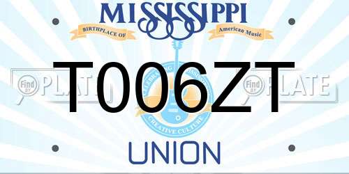 T006ZT Mississippi License Plate