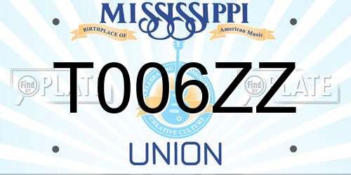 T006ZZ Mississippi License Plate