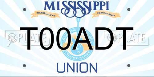T00ADT Mississippi License Plate