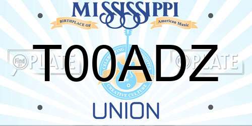 T00ADZ Mississippi License Plate