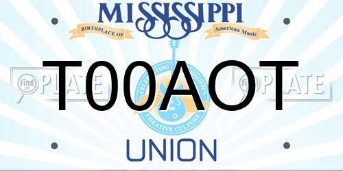 T00AOT Mississippi License Plate