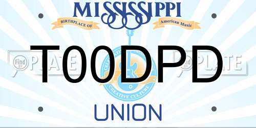 T00DPD Mississippi License Plate