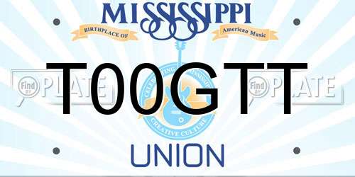 T00GTT Mississippi License Plate