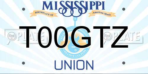 T00GTZ Mississippi License Plate