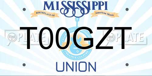 T00GZT Mississippi License Plate
