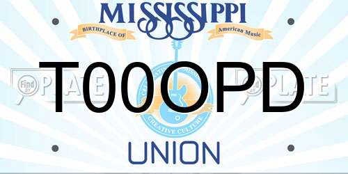 T00OPD Mississippi License Plate