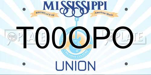 T00OPO Mississippi License Plate