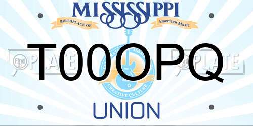 T00OPQ Mississippi License Plate