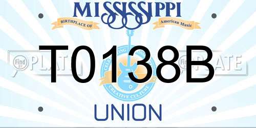 T0138B Mississippi License Plate