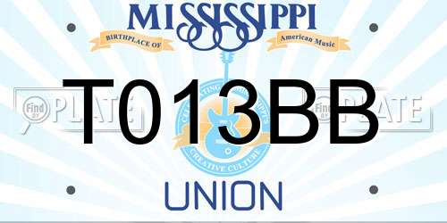 T013BB Mississippi License Plate