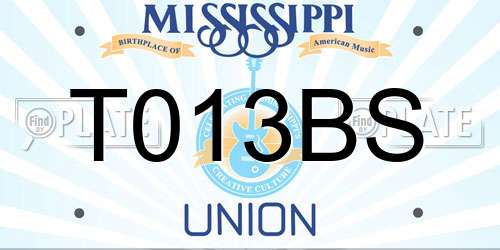 T013BS Mississippi License Plate