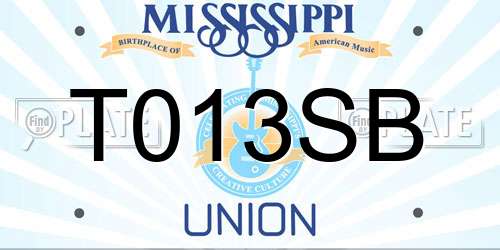 T013SB Mississippi License Plate