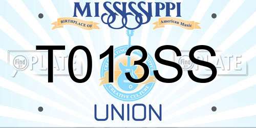 T013SS Mississippi License Plate