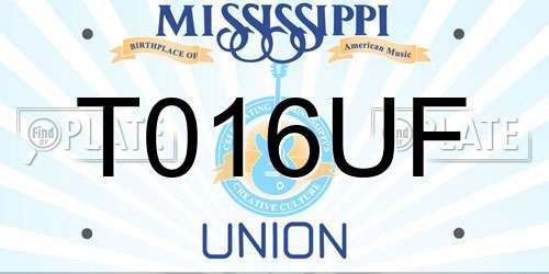 T016UF Mississippi License Plate