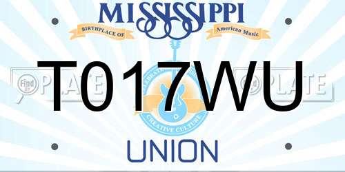 T017WU Mississippi License Plate