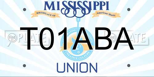 T01ABA Mississippi License Plate