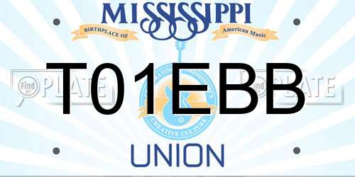 T01EBB Mississippi License Plate
