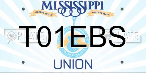 T01EBS Mississippi License Plate