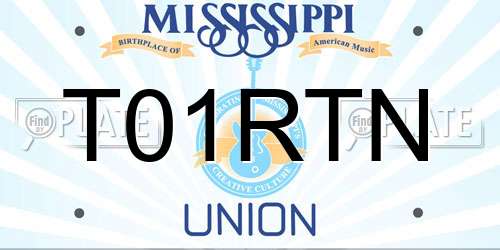 T01RTN Mississippi License Plate