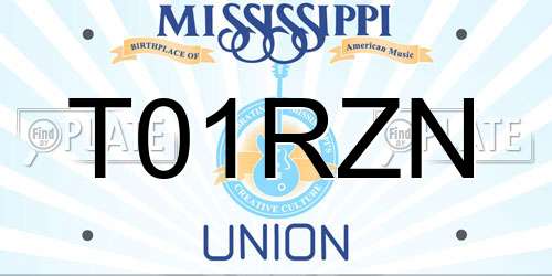 T01RZN Mississippi License Plate
