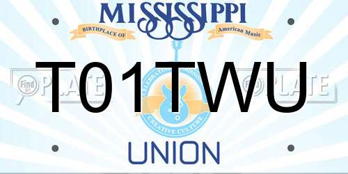 T01TWU Mississippi License Plate
