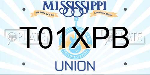T01XPB Mississippi License Plate