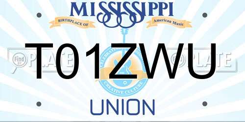 T01ZWU Mississippi License Plate