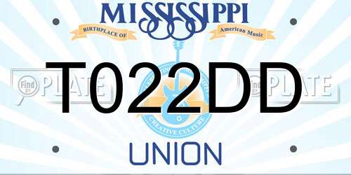 T022DD Mississippi License Plate