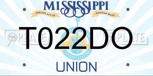 T022DO Mississippi License Plate