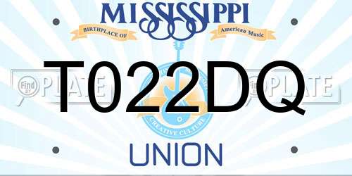T022DQ Mississippi License Plate