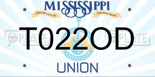 T022OD Mississippi License Plate