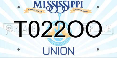 T022OO Mississippi License Plate