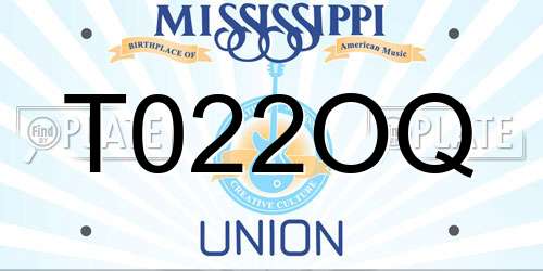 T022OQ Mississippi License Plate