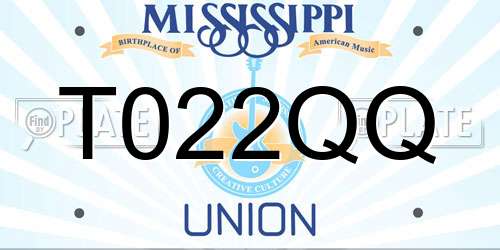 T022QQ Mississippi License Plate