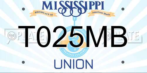 T025MB Mississippi License Plate