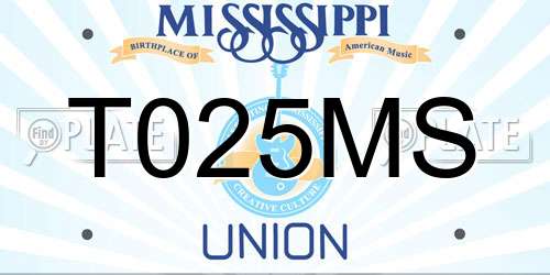T025MS Mississippi License Plate