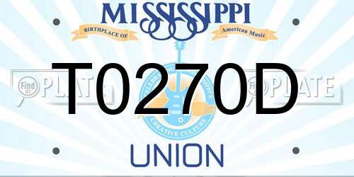 T0270D Mississippi License Plate