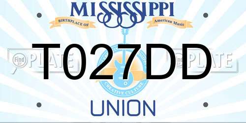 T027DD Mississippi License Plate