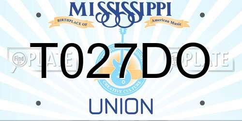 T027DO Mississippi License Plate