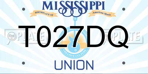 T027DQ Mississippi License Plate